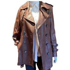 LEATHER TRENCH Chocolate brown by Benedetto Novi, Ladies medium NWT